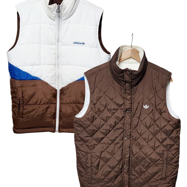 아디다스 브라운 양면 리버시블 베스트 조끼 패딩 자켓