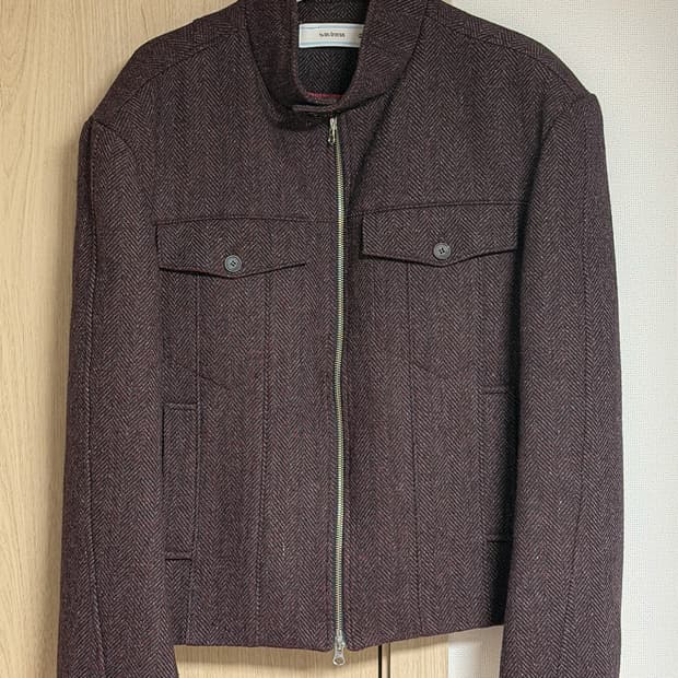 웨이비니스 스퀘어 해링턴 자켓 레드 헤링본2