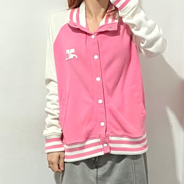 꾸레쥬 니트 바시티 자켓