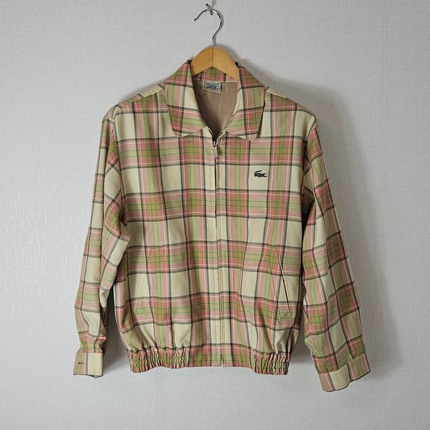 90s 라코스테 스포츠 체크 블루종 코튼 자켓 정품 빈티지 95