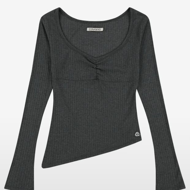 코이세이오 UNBALANCE SHIRRING TOP GREY 
