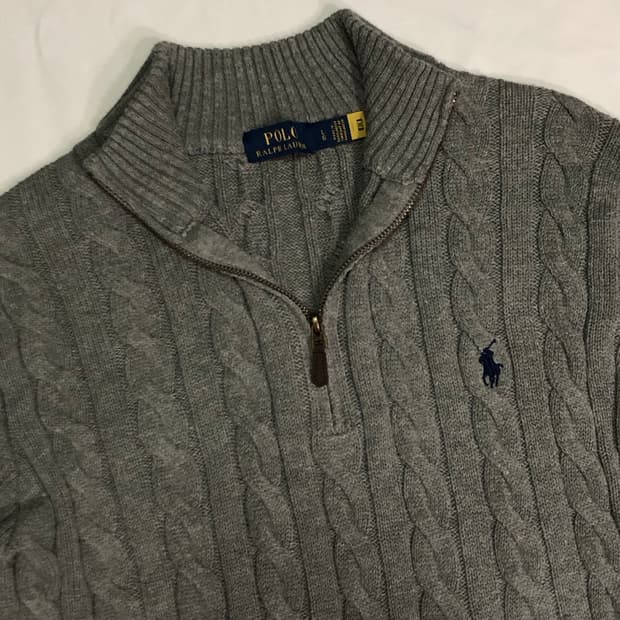폴로 랄프로렌 케이블 하프집업 니트