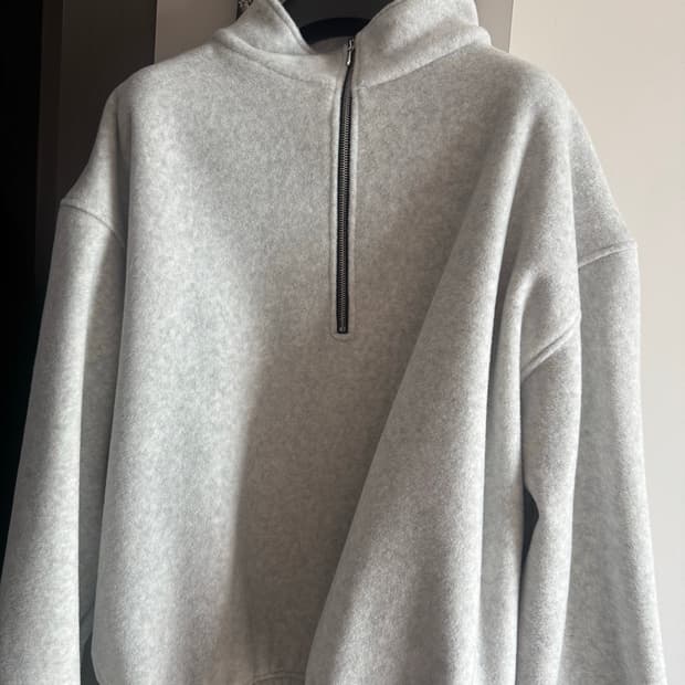 (1) 논노드 하프 집 플리스 클라우드 화이트