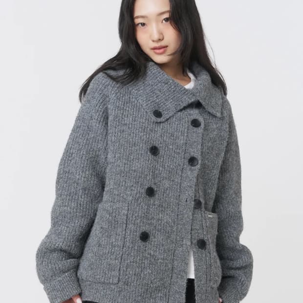 미세키서울 버튼 가디건 그레이