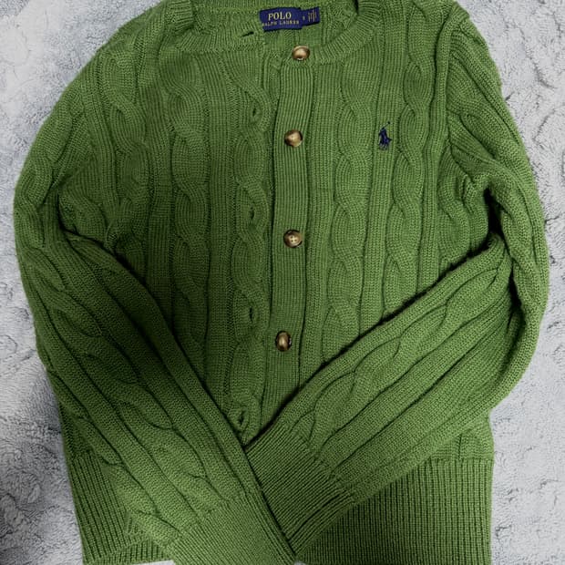 폴로 그린 꽈배기 가디건