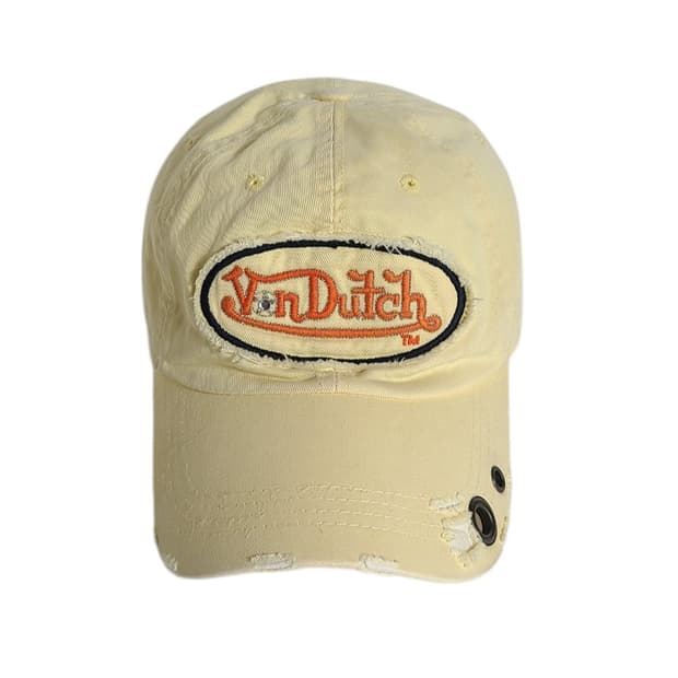 VonDuTch) 본더치 커스텀 디스트레스 패치 볼캡 개나리