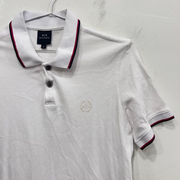 아르마니 익스체인지 배색 PK 코튼 반팔 카라티