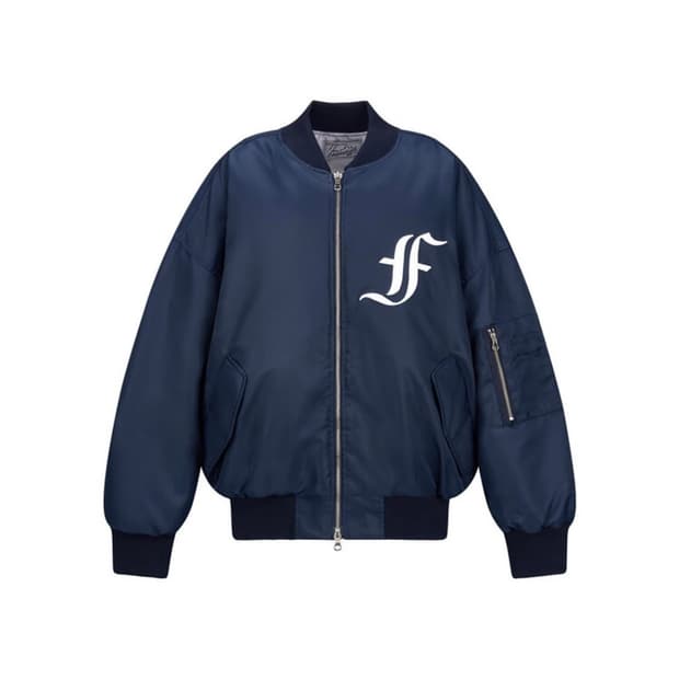 샵페어리 patch bomber padded jacket navy