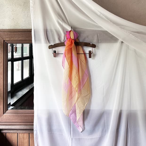 ITALY pink&yellow sheer scarf