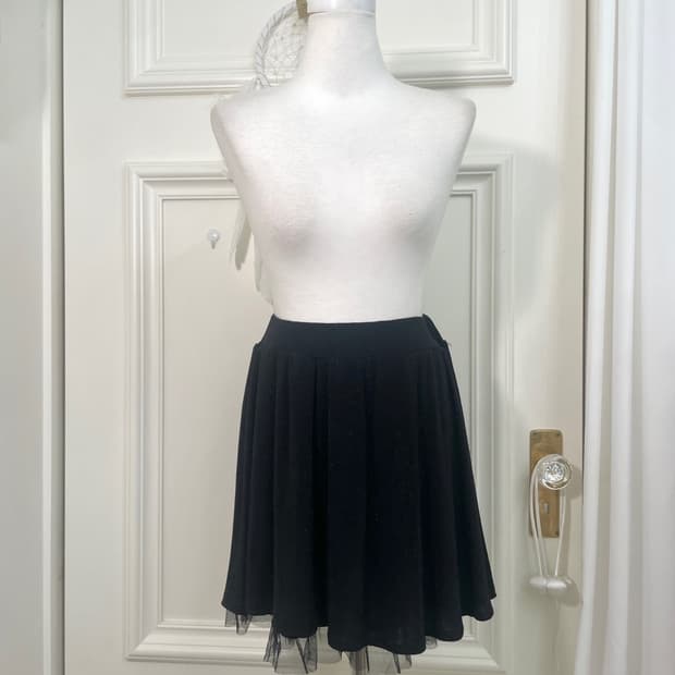 black tule glitter banding mini skirt