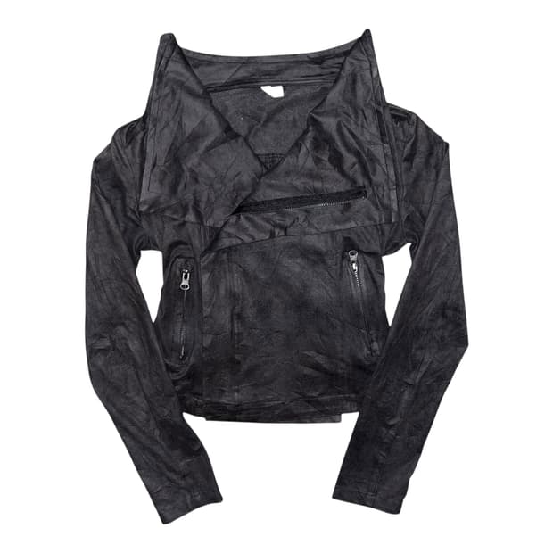 스웨이드 하이넥 사선지퍼 크롭 자켓 y2k갸루펑크