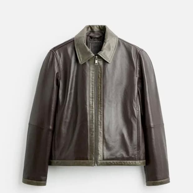 자라 콘트라스트 양가죽 레더 가죽 자켓 S (97) 새상품