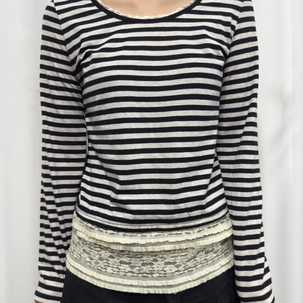 sorri dere stripe lace longsleeve