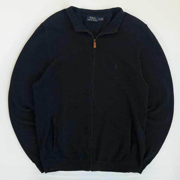 Polo  폴로 랄프로렌 자수 코튼 다크 네이비 니트집업 