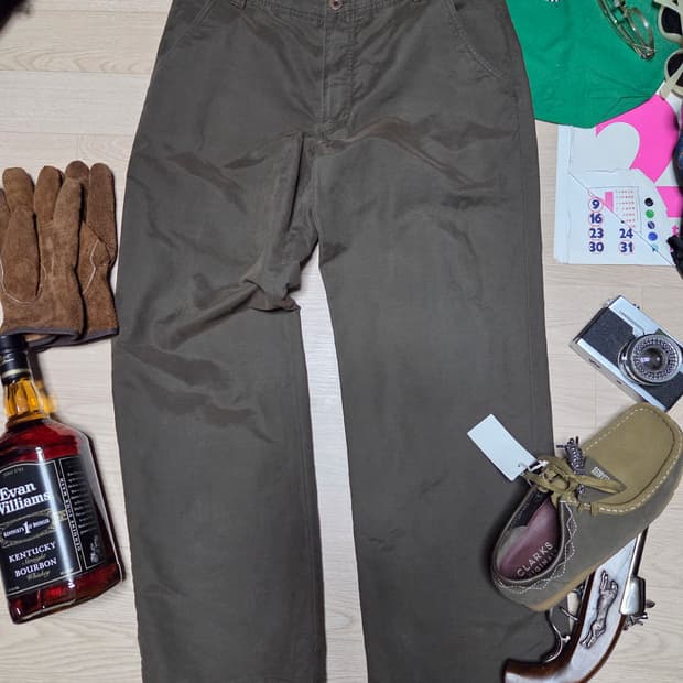 ARMANI COLLEZIONI 코튼 팬츠 카키 아르마니