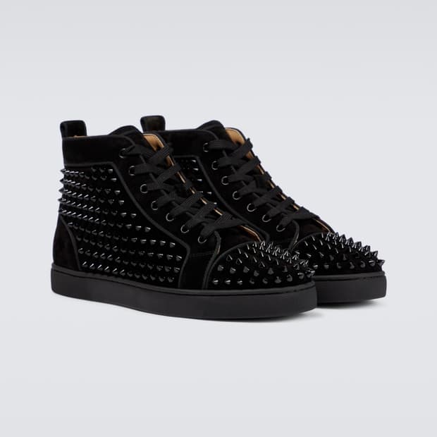 크리스찬 루부탱 루이스 플랫 하이탑 스웨이드 스니커즈