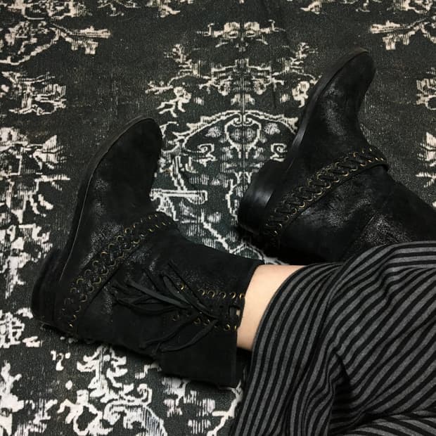 00‘s 'BALMAIN' lace-up suede boots 36