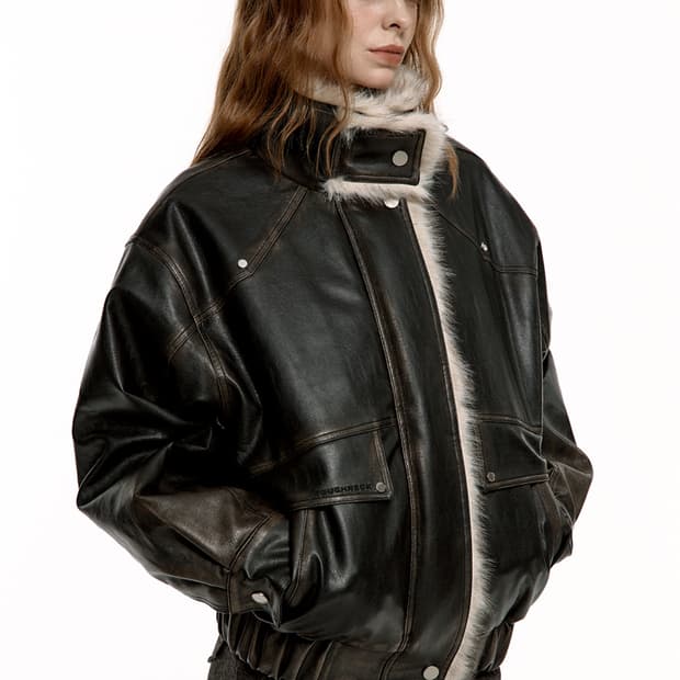 roughneck 러프넥 워싱 레더 무스탕 자켓