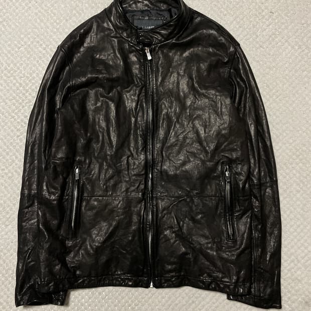 AND Z 웨스턴 무드 램스킨 양가죽 바이커 레더 자켓