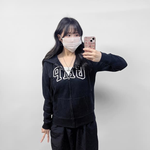 갭 Gap 스펠 로고 후드집업 블랙