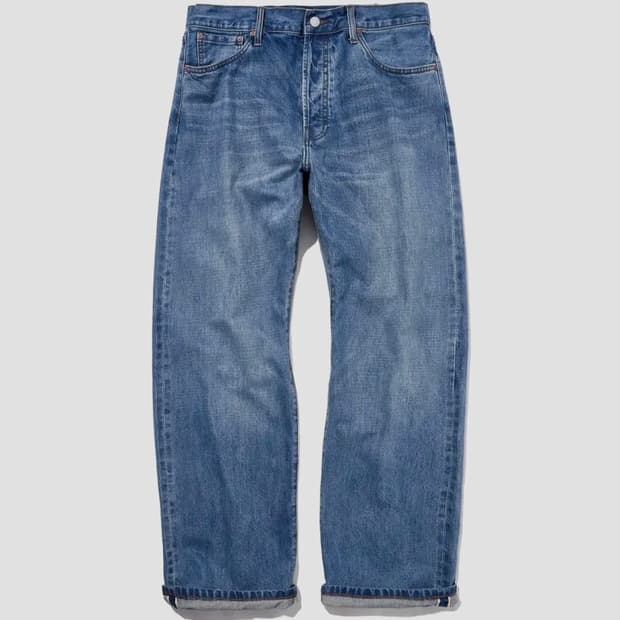 [L]아웃 스탠딩 셀비지 데님 팬츠 연청