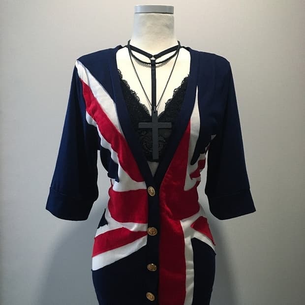 펑크st 성조기 패턴 7부 가디건