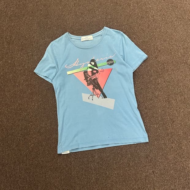 OS)히스테릭 글래머 빈티지 블루 그래픽 프린팅 락 반팔