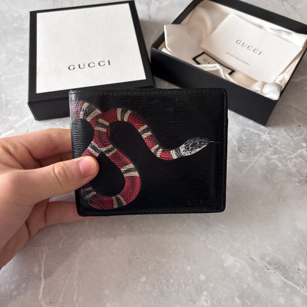 [정품] 구찌 킹스네이크 가죽 반지갑
