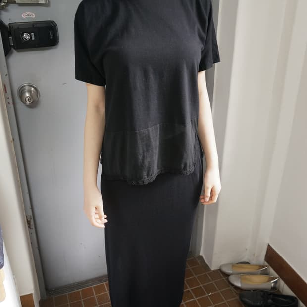 꼼데가르송 트리콧 레이스 티셔츠