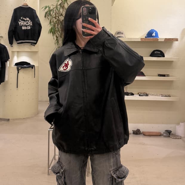 빈티지 캔사스 시티 리얼레더 자켓 U676