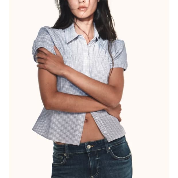 ZARA 체크 포플린 셔츠 새상품