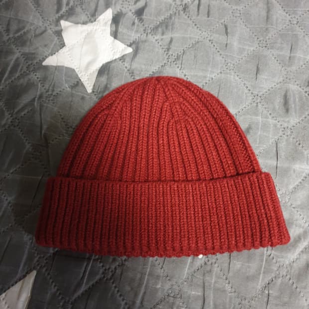 유니클로 니트 비니 버건디