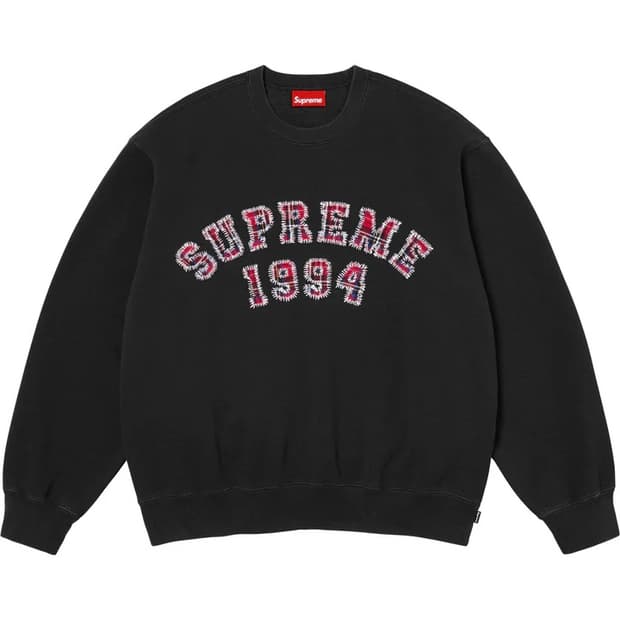 슈프림 플레이드 아크 크루넥 블랙 - 26SS