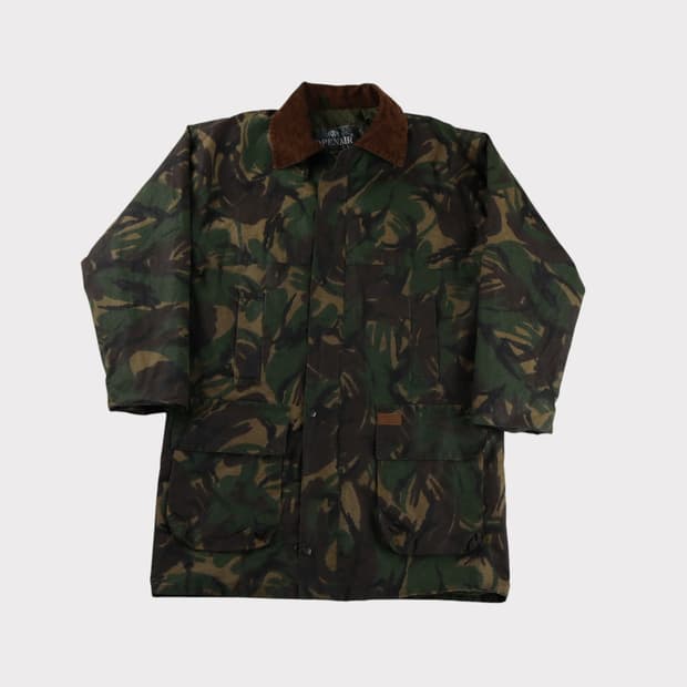 [L] OPENAIR 빈티지 UK 카모 왁스자켓