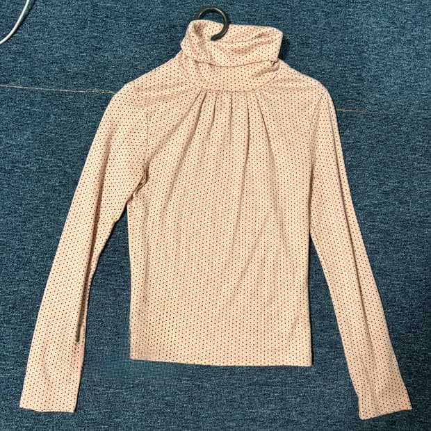 모리노가토 빈티지 핑크 브라운도트 목폴라티