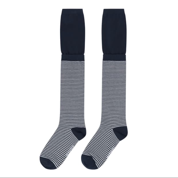 코이세이오 더블 레이어 스트라이프드 삭스 네이비