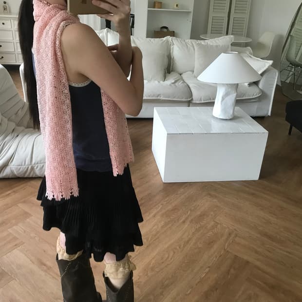 vintage lace pink muffler