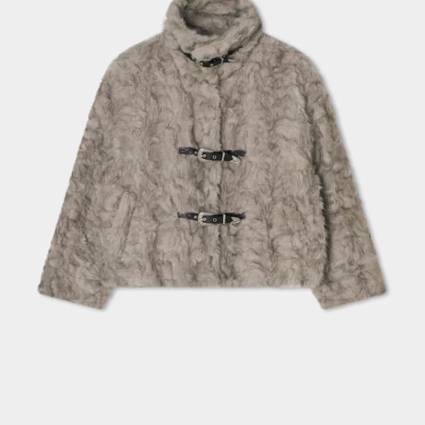 에뜨오소메 웨스턴 벨트 믹스 퍼 자켓