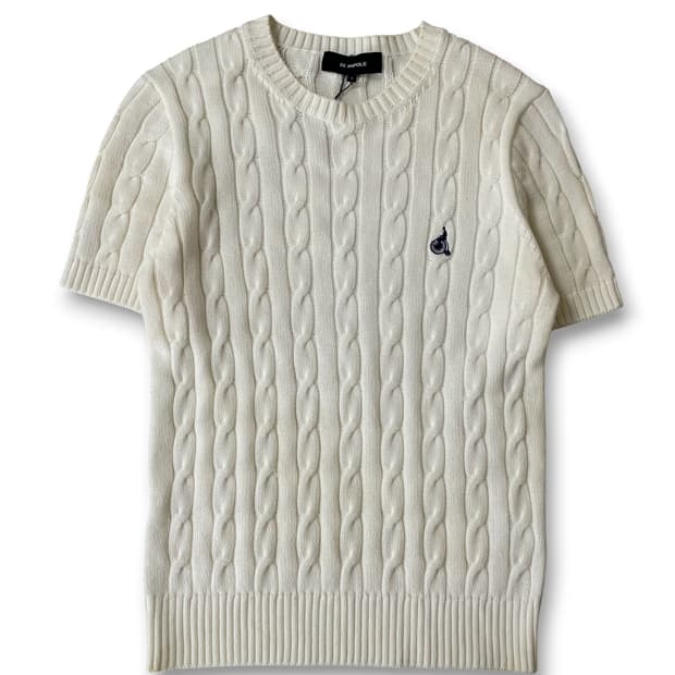 빈폴 화이트 꽈배기 반팔니트 S