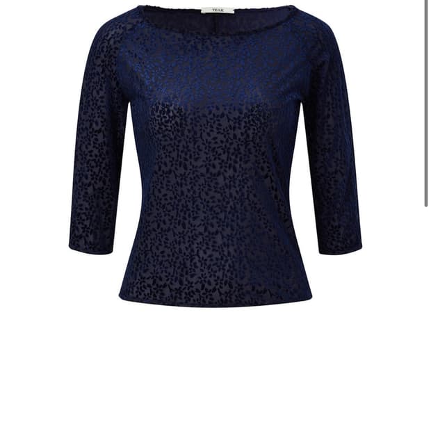 Teak FLORAL VELVET RAGLAN TOP (NAVY)