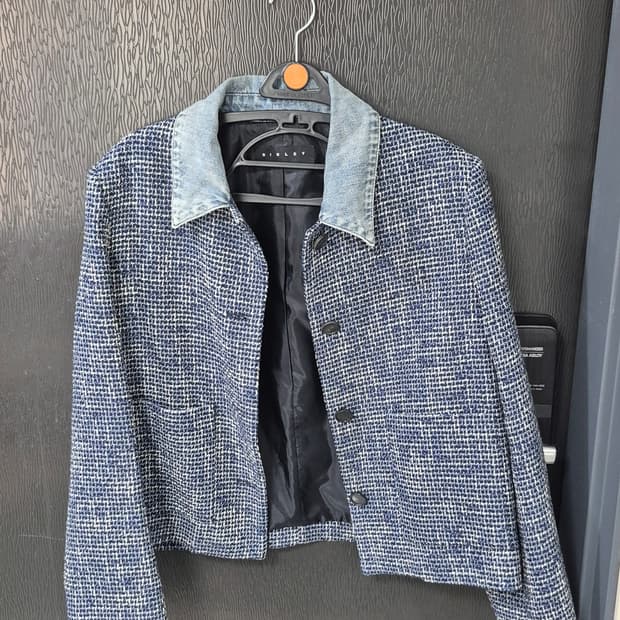 sisley 여자 트위드 데님 자켓