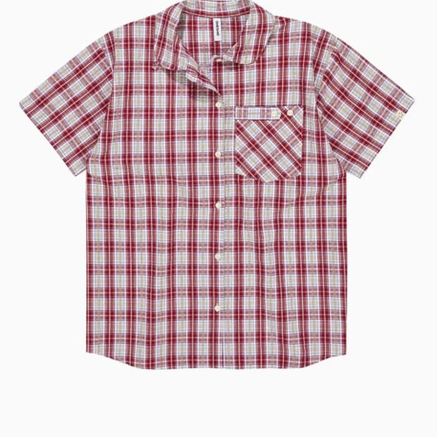 오헤시오, CHECK POCKET HALF SHIRT, RED