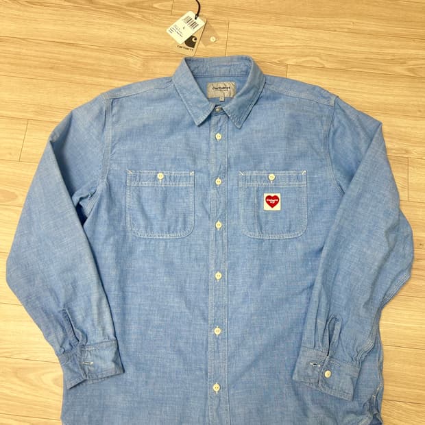 칼하트윕/클링크 하트 셔츠 블리치 린스드(샴브레이 셔츠)/L