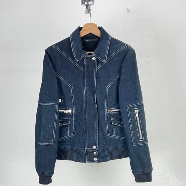 마크 제이콥스 미드나잇 라인 집 셰르파 데님 봄버 자켓