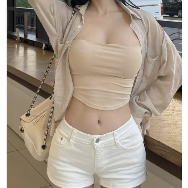 카인다미 로우라이즈 반바지화이트연청중청