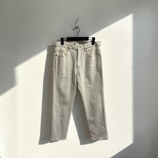 타임 릴렉스핏 아이보리 데님 팬츠