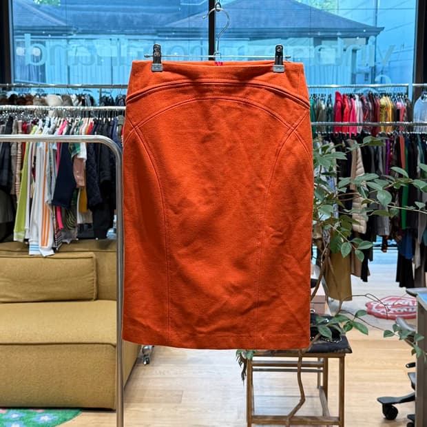 질샌더 오렌지 울 미디스커트 