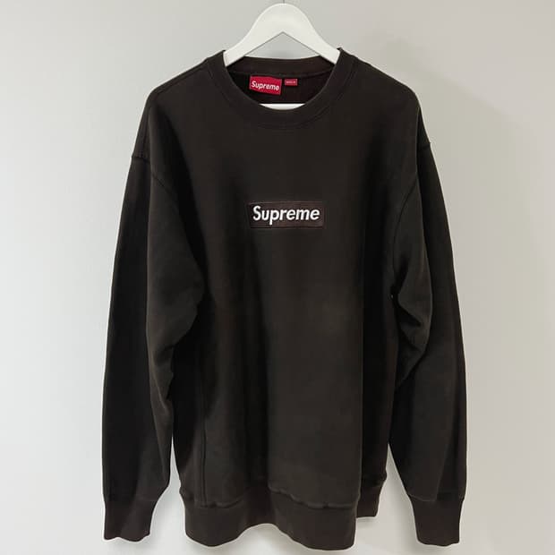 슈프림 2003 브라운 박스로고 크루넥 