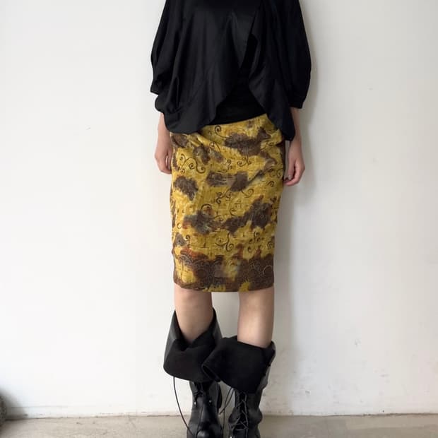 LESHOP BLACK dark bat puff layer top