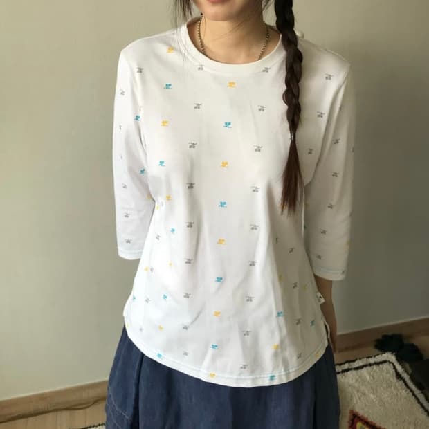 꾸레쥬 빈티지 7부 티셔츠